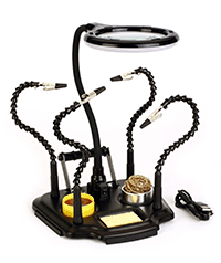 Держатель для плат Zhongdi ZD-11M-3 с лупой и светодиодной подсветкой