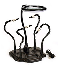 Держатель для плат Zhongdi ZD-11M-2 с лупой и светодиодной подсветкой